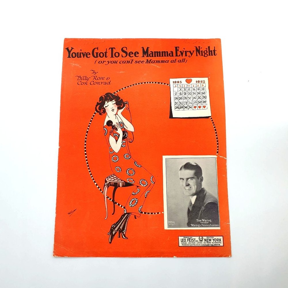 Vintage Sheet Music 1923 You've Got To See Mamma Ev'ry Night Voice Piano